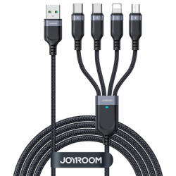 JOYROOM Cablu Incarcare USB-A - Lightning / microUSB / 2 x USB-C Joyroom S-A18 4in1, 20W, 1.2m, Negru - koubsolutions