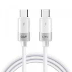 Lito Cablu Date si Incarcare USB-C - USB-C Lito LD07, 60W, 1m, Alb - koubsolutions