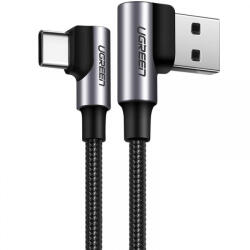 UGREEN Cablu Date si Incarcare USB-A - USB-C UGREEN US255 Angled, 60W, 1m, Gri