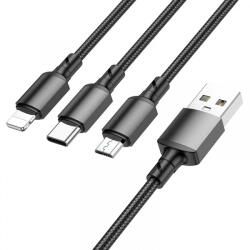 BOROFONE Cablu Incarcare USB-A - Lightning / microUSB / USB-C Borofone BX72, 18W, 1m, Negru