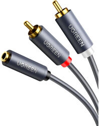UGREEN Cablu Audio 3.5mm - 2 x RCA UGREEN AV102, 1m, Gri - koubsolutions