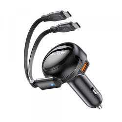 ACEFAST Incarcator Auto Cu Cablu USB-C Acefast B13, 53W, 3A, 1 x USB-A, Negru
