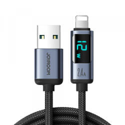 JOYROOM Cablu Date si Incarcare USB-A - Lightning Joyroom S-A16 Prism Display, 12W, 1.2m, Negru - koubsolutions