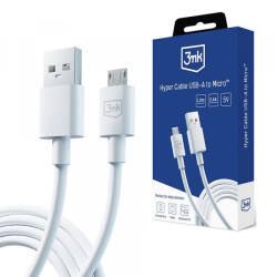 3mk Protection Cablu Date si Incarcare USB-A - microUSB 3MK Hyper, 18W, 1.2m, Alb