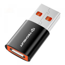 Techsuit Adaptor Date si Incarcare USB-C - USB-A Techsuit A5 HyperPort, Negru Portocaliu - koubsolutions