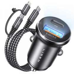 Lisen Incarcator Auto Cu Cablu USB-C / Lightning Lisen, 48W, 3A, 1 x USB-A - 1 x USB-C, Negru YL0223080035 - koubsolutions