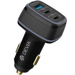DEVIA Incarcator Auto DEVIA Extreme, 115W, 3A, 1 x USB-A - 2 x USB-C, Negru - koubsolutions
