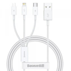 Baseus Cablu Incarcare USB-A - Lightning / microUSB / USB-C Baseus 3in1, 100W, 1.5m, Alb P10377705213-00 - koubsolutions