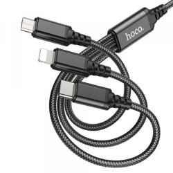 hoco. Cablu Incarcare USB-A - Lightning / microUSB / USB-C HOCO X76 3in1, 18W, 1m, Negru - koubsolutions