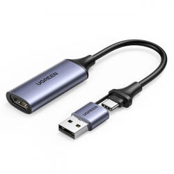 UGREEN Adaptor Audio si Video USB-A / USB-C - HDMI UGREEN CM489, Gri