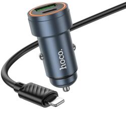 hoco. Incarcator Auto Cu Cablu Lightning HOCO Z57A, 30W, 3A, 1 x USB-A - 1 x USB-C, Gri
