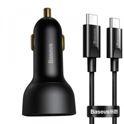 Baseus Incarcator Auto Cu Cablu USB-C Baseus Superme, 100W, 5A, 1 x USB-A - 1 x USB-C, Negru TZCCZX-01