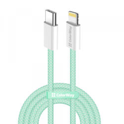 ColorWay Cablu Date si Incarcare USB-C - Lightning ColorWay CW-CBPDCL061, 27W, 1m, Verde