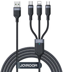 JOYROOM Cablu Incarcare USB-A - Lightning / microUSB / USB-C Joyroom S-A18 3in1, 20W, 0.3m, Negru - koubsolutions