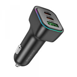 BOROFONE Incarcator Auto Borofone BZ28C Trophie, 60W, 3A, 1 x USB-A, 2 x USB-C, Negru