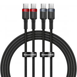 Baseus Cablu Date si Incarcare USB-C - USB-C Baseus Cafule, 100W, 1m, Rosu, Set 2 bucati P10318306003-00