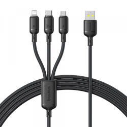 Baseus Cablu Incarcare USB-A - Lightning / microUSB / USB-C Baseus Silky 3in1, 100W, 1.5m, Negru P10377705123-00