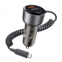 YESIDO Incarcator Auto Cu Fir Lightning Yesido Y57, 50W, 3A, 1 x USB-A - 1 x USB-C, Negru