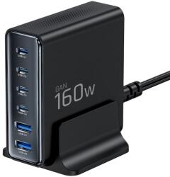 Tech-Protect Incarcator Statie Tech-Protect DC160W-GAN, 160W, 5A, 2 x USB-A - 4 x USB-C, Negru