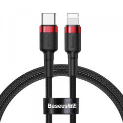 Baseus Cablu Date si Incarcare USB-C - Lightning Baseus Cafule, 18W, 1m, Rosu CATLKLF-91