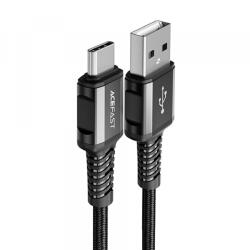 ACEFAST Cablu Date si Incarcare USB-A - USB-C Acefast C1-04, 18W, 1.2m, Negru - koubsolutions