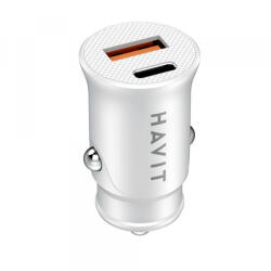 Havit Incarcator Auto HAVIT CC2022, 20W, 3A, 1 x USB-A - 1 x USB-C, Alb