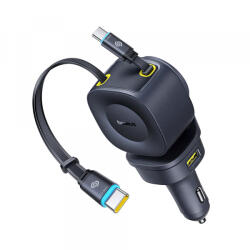 Baseus Incarcator Auto Cu Cablu USB-C Baseus PrimeTrip VR2 Max, 163W, 3A, 1 x USB-A - 1 x USB-C, Negru P10162701313-00