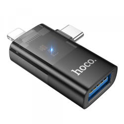 hoco. Adaptor OTG Lightning / USB-C - USB-A HOCO UA36E, Negru