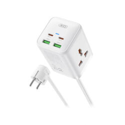 XO Design Prelungitor XO Design WL24, 2 x Priza - 2 x USB-A - 2 x USB-C, Alb