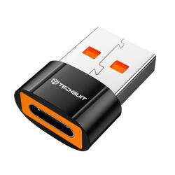 Techsuit Adaptor Date si Incarcare USB-C - USB-A Techsuit A7 HyperPort, Negru Portocaliu - koubsolutions