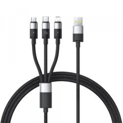 Baseus Cablu Incarcare USB-A - Lightning / microUSB / USB-C Baseus StarSpeed 3in1, 100W, 1.5m, Negru P10319900111-01