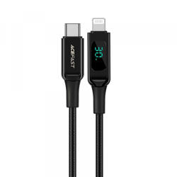 ACEFAST Cablu Date si Incarcare USB-C - Lightning Acefast C6-01 Display, 20W, 1.2m, Negru - koubsolutions