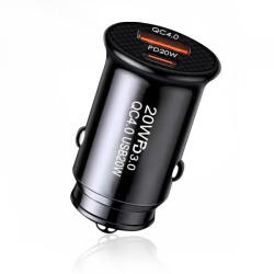 Techsuit Incarcator Auto Techsuit C4 MiniFuseX, 20W, 3A, 1 x USB-A - 1 x USB-C, Negru