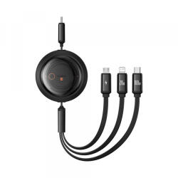 Baseus Cablu Incarcare USB-C - Lightning / microUSB / USB-C Baseus Free2Draw Retractable, 100W, 1.1m, Negru P10368700111-04