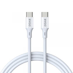 BWOO Cablu Date si Incarcare USB-C - USB-C BWOO X282, 60W, 1m, Alb - koubsolutions