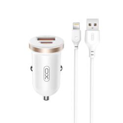 XO Incarcator Auto Cu Cablu Lightning XO Design CC56, 30W, 3A, 1 x USB-A - 1 x USB-C, Alb - koubsolutions