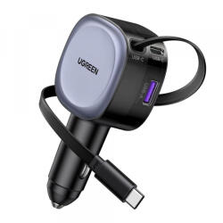 UGREEN Incarcator Auto Cu Cablu USB-C UGREEN EC601, 75W, 3A, 1 x USB-A - 1 x USB-C, Gri