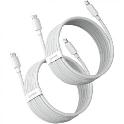 Baseus Cablu Date si Incarcare USB-C - Lightning Baseus Simple Wisdom, 20W, 1.5m, Set 2 bucati, Alb