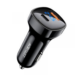 ACEFAST Incarcator Auto Acefast B4, 66W, 3A, 1 x USB-A - 1 x USB-C, Negru