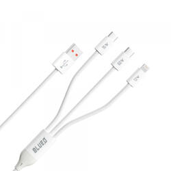 Blueo Cablu Incarcare USB-A - Lightning / 2 x USB-C Blueo, 75W, 1.2m, Alb - koubsolutions