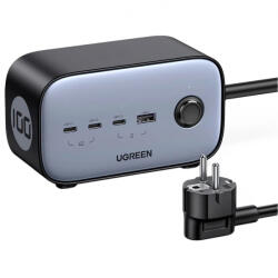UGREEN Prelungitor UGREEN CD270, 2 x Schuko - 1 x USB-A - 3 x USB-C, Gri