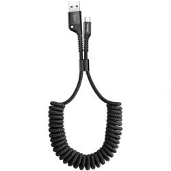 Baseus Cablu Date si Incarcare USB-A - USB-C Baseus Fish Eye Spring, 18W, 1m, Negru CATSR-01