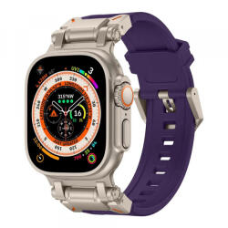 Techsuit Curea Techsuit W064 pentru Apple Watch 49mm / 46mm / 45mm / 44mm / 42mm Series, Argintie Mov - koubsolutions