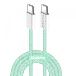 ColorWay Cablu Date si Incarcare USB-C - USB-C ColorWay CW-CBPDCC061, 60W, 1m, Verde - koubsolutions