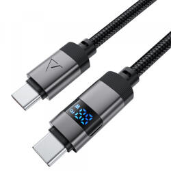 ACEFAST Cablu Date si Incarcare USB-C - USB-C Acefast C15-03 Display, 60W, 1.2m, Negru - koubsolutions