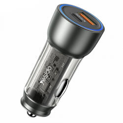 YESIDO Incarcator Auto Yesido Y49, 30W, 3A, 1 x USB-A - 1 x USB-C, Gri