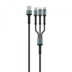 ColorWay Cablu Incarcare USB-A - Lightning / microUSB / USB-C ColorWay CW-CBU3003, 20W, 1.2m, Gri