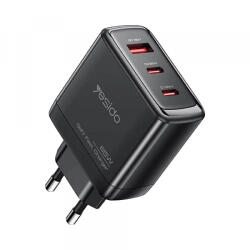 YESIDO Incarcator Retea Cu Cablu USB-C Yesido YC144C, 65W, 3.25A, 1 x USB-A - 2 x USB-C, Negru