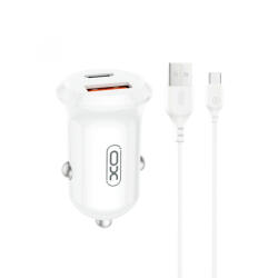 XO Incarcator Auto Cu Cablu USB-C XO Design CC69, 30W, 3A, 1 x USB-A - 1 x USB-C, Alb