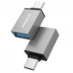 Techsuit Adaptor OTG microUSB / USB-C - USB-A Techsuit A13 DuoVoltX, Gri, Set 2 bucati - koubsolutions